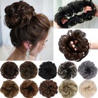 LUPU Synthetic Curly Messy Hair Bun Scrunchie Chignon With Elastic Rubber Band Hair Pieces For Women Black Brown Gray Ponytails