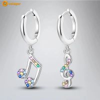 ▦☾◊  Volayer 925 Sterling Earrings Colored Note Hoop for Female Fashion Jewelry Shipping