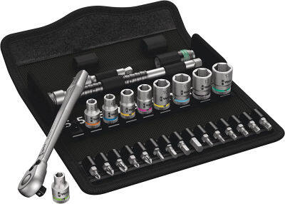 Wera 05004018001 8100 SA 8 Zyklop Metal Ratchet Set with Switch Lever, 1/4" Drive, Metric, 28 Pieces Single