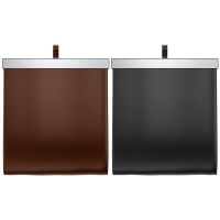 ◑№ Car Artificial Leather Trash Can Waterproof Storage Garbage Bag Hanging Interior Accessories