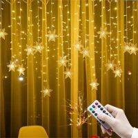 ZZOOI Christmas LED Fairy String Lights Snowflake Decoration Ramadan Garland Curtain 2023 Outdoor For Bedroom Holiday New Year Decor