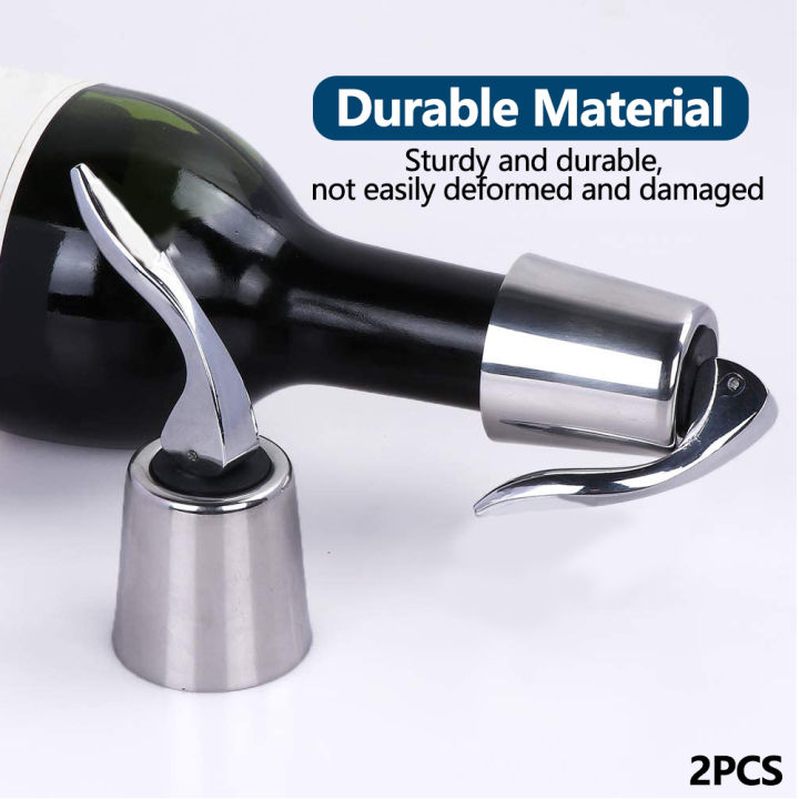 2pcs-silver-silicone-plug-manual-keep-fresh-universal-reusable-bar-party-good-sealing-gift-stainless-steel-wine-saver-expanding-beverage-leak-proof-champagne-sealer-bottle-stopper