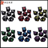 HUAN 7pcs/set อะคริลิค สำหรับ TRPG DND 7-Die เกมตาราง ลูกเต๋าหลายด้าน ลูกเต๋าเกม ลูกเต๋า DND