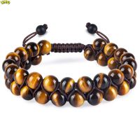 HealthNew Black Agate สร้อยข้อมือ Obsidian แม่เหล็กหินยาว Double-Layer ทอปรับ Full Tiger Eye ผู้ชายพระพุทธรูปลูกปัด