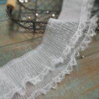 New Double-layer Spotted Mesh Organ Pleated Lace Fabric DIY Fashion Childrens Clothing Fluffy Cuffs Collar Skirt Trim Sewing Fabric  Material