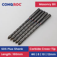 5 Pieces 160mm SDS Plus Shank Masonry Drill Bits for Ceramic Tile Cross Carbide-Tipped Drill Bits 6mm 8mm 10mm 12mm