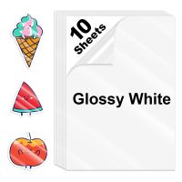 10 Sheets Glossy White Paper Sticker A4 Printable Vinyl Sticker Paper for Inkjet Printer Self Adhesive Stickers Label Waterproof