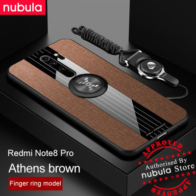 NUBULA สำหรับ Xiaomi Redmi Note 8 Pro (6.53) นิ้วปลอกทอไมโครไฟเบอร์ผ้ารูปแบบหนังเหงื่อที่ปิดหลังโทรศัพท์มือถือกับเชือกผู้ถือสำหรับ Xiaomi Redmi Note 8 Pro