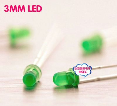 Free shipping 1000pcs   3mm Green LED light emitting diode / F3  LED  Green Colour Electrical Circuitry Parts