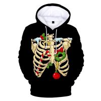 Sudadera con capucha 3D para hombre y mujer, ropa de calle con esqueleto, calavera y corazón, chándal para Halloween, 2022