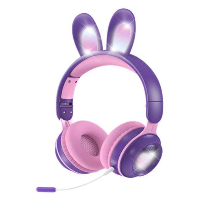 wireless-headphones-rabbit-ear-with-mic-blue-tooth-glow-light-stereo-bass-helmets-children-gamer-girl-pc-phone-gaming-headset