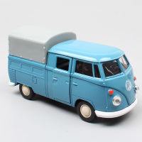 136 Mini Welly T1 Double Cabins Pickup Car Truck Cargo Van Kombi bus Camper Vehicles Diecast Pull Back Toy Scale Model For Boys