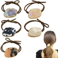 1pc Fashion Tortoiseshell Hair Rope Women Girl Retro Geometric Marble Pattern Ponytail Holders Elastic Hair Bands For Thick Hair Hair Accessories