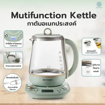 BUYDEEM Health Pot K2763 Lite Glass Electric Kettle for Tea & Coffee, Green  1.5L