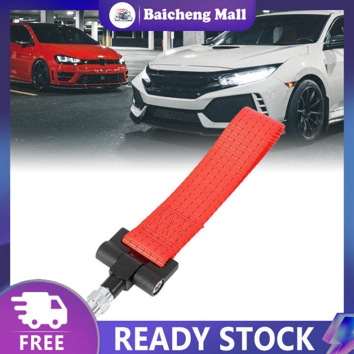 Universal Car Tow Towing Hook Bumper Trailer Belt Strap Aluminum