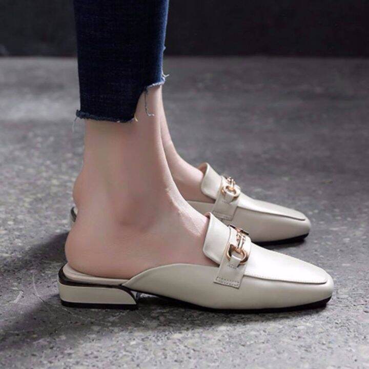 plus-size-doll-shoes-close-shoes-for-35-43-yards-size-s-shoes-flat-bottom-chain-outside-wearing-baotou-low-41-pierced-lazy-half-slippers-female-summer