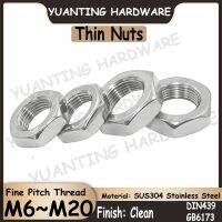 1 10Pcs GB6173 DIN439 M6-M20 SUS304 Stainless Steel Hexagon Thin Nuts Chamfered with Fine Pitch Thread