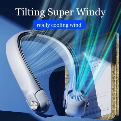 【YF】 Xiaomi Tilt Rotor Neck Fan 3 Speeds Portable Hands-Free Neckband Cooling Mini USB Rechargeable Air Conditioner Turb