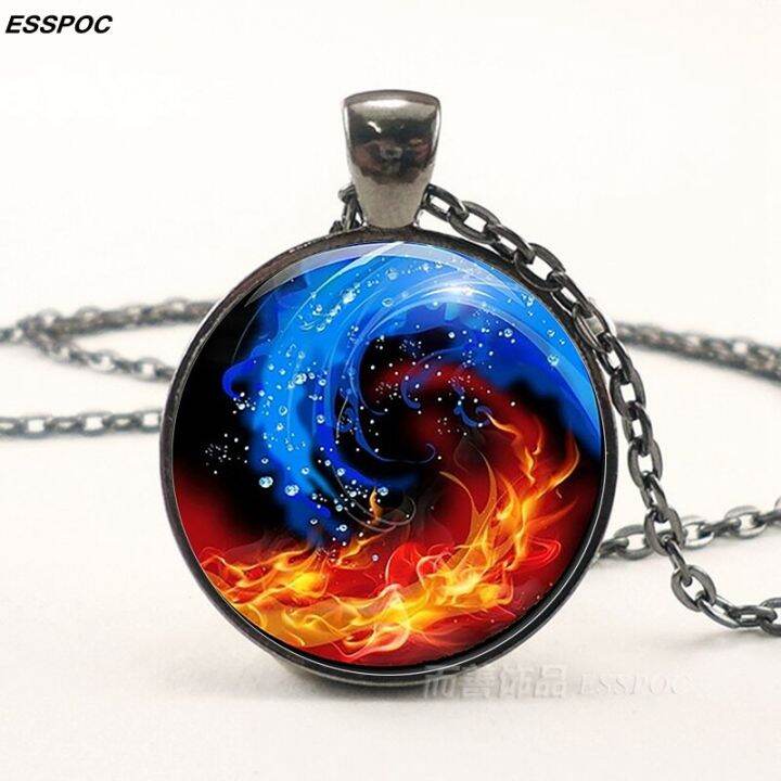 ร้อนแรง-สร้อยคอฟีนิกซ์-steampunk-yin-yang-tree-of-life-จี้แก้ว-cabochon-สร้อยคอโซ่สีดำผู้ชายเครื่องประดับแฟชั่นสำหรับผู้หญิงของขวัญ