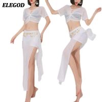 【YD】 Belly Costume Set Short Top Sequins Skirt Bellydance Outfit Thin Goddess Clothing