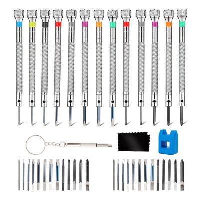 13 Pieces Jewelers Screwdriver Set with 26 Extra Pieces of Screwdriver Bits Tools for Watchmakers