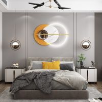 [COD] luxury three-dimensional wall hanging wrought iron decoration pendant background living room round simple style