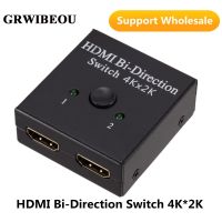 ♕☃☌Mimeo Compatível Com HDMI Switcher Bidiregional De 2 Portas Divisor HDR 3D Suporte สำหรับ PS4 Xbox HDTV อะแดปเตอร์ HD