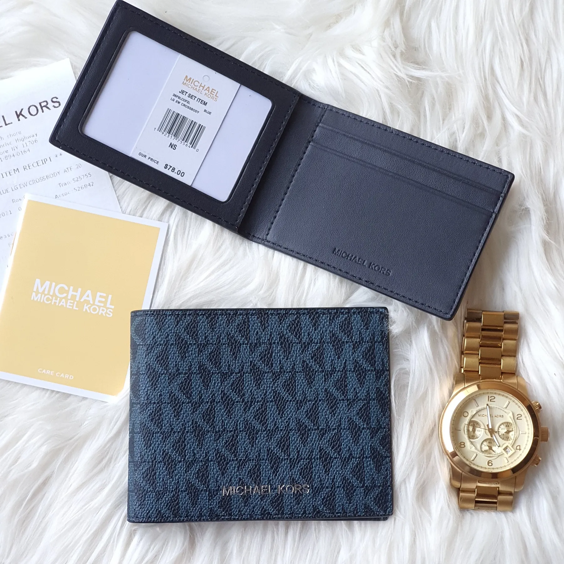 Michael Kors Jet Set Bifold Monogram Leather Men's Wallet With Card Case -  Navy Blue | Lazada PH