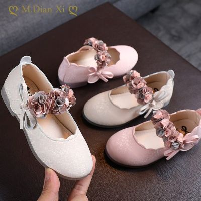 Girls Leather Shoes Autumn Fashion Flower Kids Princess Shoes Flat Heels Floral Little Girl Shoes Size 22-31 Toddler Shoes Girl