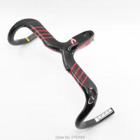 100 ใหม่ Red Line Decals Racing Road Bike 3K คาร์บอนไฟเบอร์จักรยาน Handlebar Stem รวม Stent หลุมจัดส่งฟรี