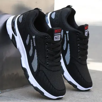 Mens black leather on sale runners