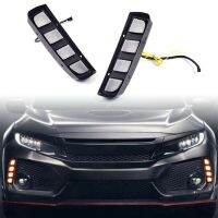 Car Modification LED Front Fog Light Streamer Turn Signal Yellow and White Color Suitable for Honda Civic 2017-2021