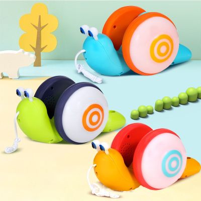 NEW Pull String Cartoon Snail Car Toy Baby Learn To Crawl and Pull Toy with Light and Music Early Education Toys for Children