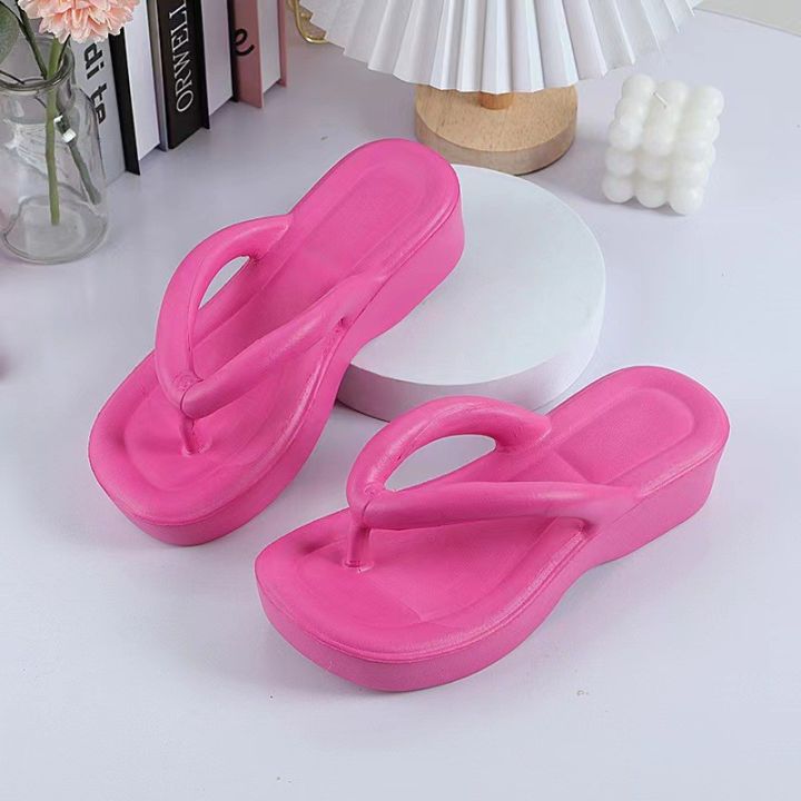 6cm Thick Sole Wedges Flip Flops for Women Summer Clip Toe Chunky ...