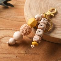 Pacifier Chain Support Personalized Name Wooden Stroller Key Chain Personalized Handmake keychain Baby Accessories