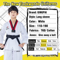 แบบดั้งเดิมสีขาวเทควันโดเครื่องแบบเด็กผู้ใหญ่เทควันโดสูท Dobok WTF คาราเต้เครื่องแบบเสื้อผ้าแขนยาวออกกำลังกายการฝึกอบรม