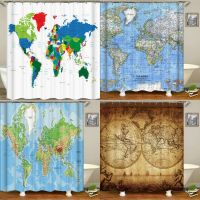 Waterproof Shower Curtain 3d Printed World Map Bath Curtains Bathroom Polyester Cloth Home With Hooks 180x180cm Bath Curtain