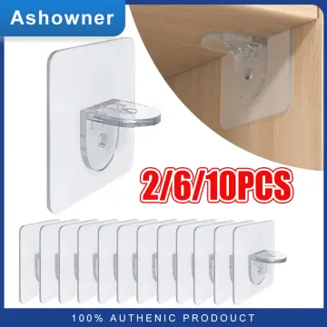 HOMEMAXS 12pcs Adhesive Shelf Support Closet Partition Pin Transparent Shelf  Brackets 