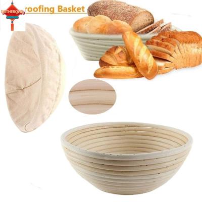 DGTHE ตะกร้าหวายทรงกลมแบบตะกร้าหวายอุปกรณ์ทำขนมตะกร้าจากวัสดุขนมปังทำด้วยมือมีซับใน