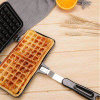 กระทะทำวาฟเฟิล ขนมปัง สี่เหลี่ยม ที่จับด้านยาว Waffle Iron Waffle Maker  สองหัวสแควร์ไม่จุ่ม Huafu เค้กแม่พิมพ์แผ่นอบ