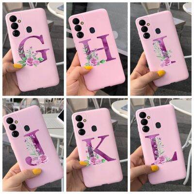 Tecno Pop 6 Go เคส BE6j ซิลิโคนอ่อนนุ่มสีชมพูเคลือบตัวอักษรน่ารักเคสโทรศัพท์ Tecno Pop6Go ปลอก