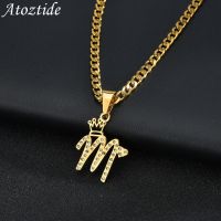 Atoztide Custom Name Necklaces Personalized Jewelry Cuban Chain Pendant Necklace Zircon Stainless Steel Choker For Women Gift