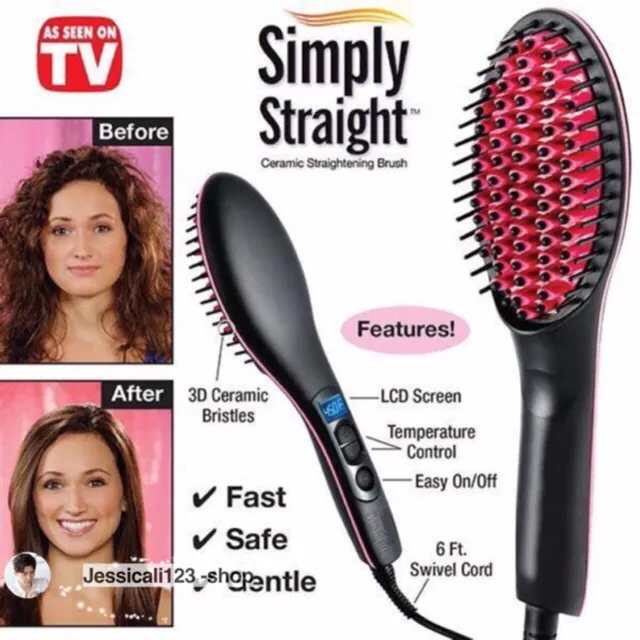 BUY NOW! Simply Straight Ceramic Hair Straightening Brush BEST to  Straighten Hair without Damaging and Burning