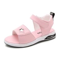 Summer Children Sandals Shoes Girls Star Glitter Princess Kids Party Fashion Beach Hook &amp; Loop Flat Toddler Baby Soft SoleTH