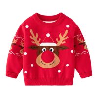 Autumn Kids Pullover Sweaters Baby Boys Girls Christmas Cartoon Long Sleeve Casual Knit Childrens Sweaters 2-9Y