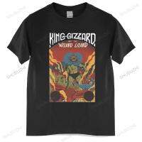 ผู้ชายที่มีคุณภาพสูงเสื้อยืดผู้ชายผ้าฝ้ายท็อปส์ใหม่กษัตริย์ Gizzard และจิ้งจกตัวช่วยสร้างสีขาวผู้ชายเสื้อยืดสีดำผู้ชายเสื้อยืดยูโรขนาด