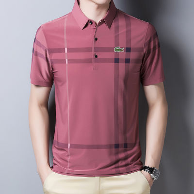【6สี】เสื้อโปโลผู้ชายผ้าฝ้ายLapel Collar Tเสื้อCasualสั้นแขนTshirt
