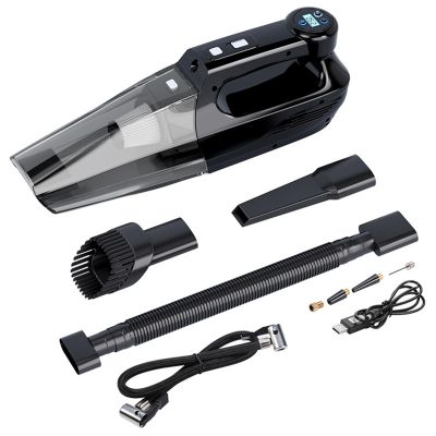 Cordless Car Vacuum 4 in 1 Portable Car Vacuum Cleaner with Digital Air Compressor Pump Tire Inflator with LED Light