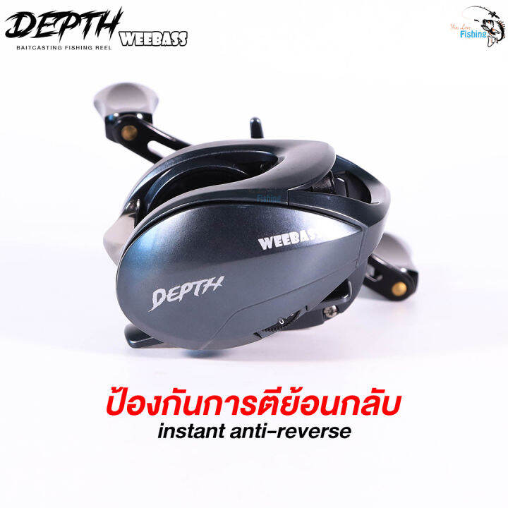 รอกหยดน้ำตัวเทพ-ค่าย-weebass-รุ่น-depth-เดพ-กำลังเบรกหนักๆ-8-กิโล-จัดเต็มแผ่นเบรก-4-แผ่น-ระบบ-drag-washer-c-matrix-ออปชันติ๊กเสียงปลาลาก