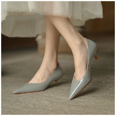 34-39รองเท้าหนังแก้วสำหรับผู้หญิง,รองเท้าส้นสูงหัวแหลมรองเท้าทำงานสำหรับมืออาชีพ